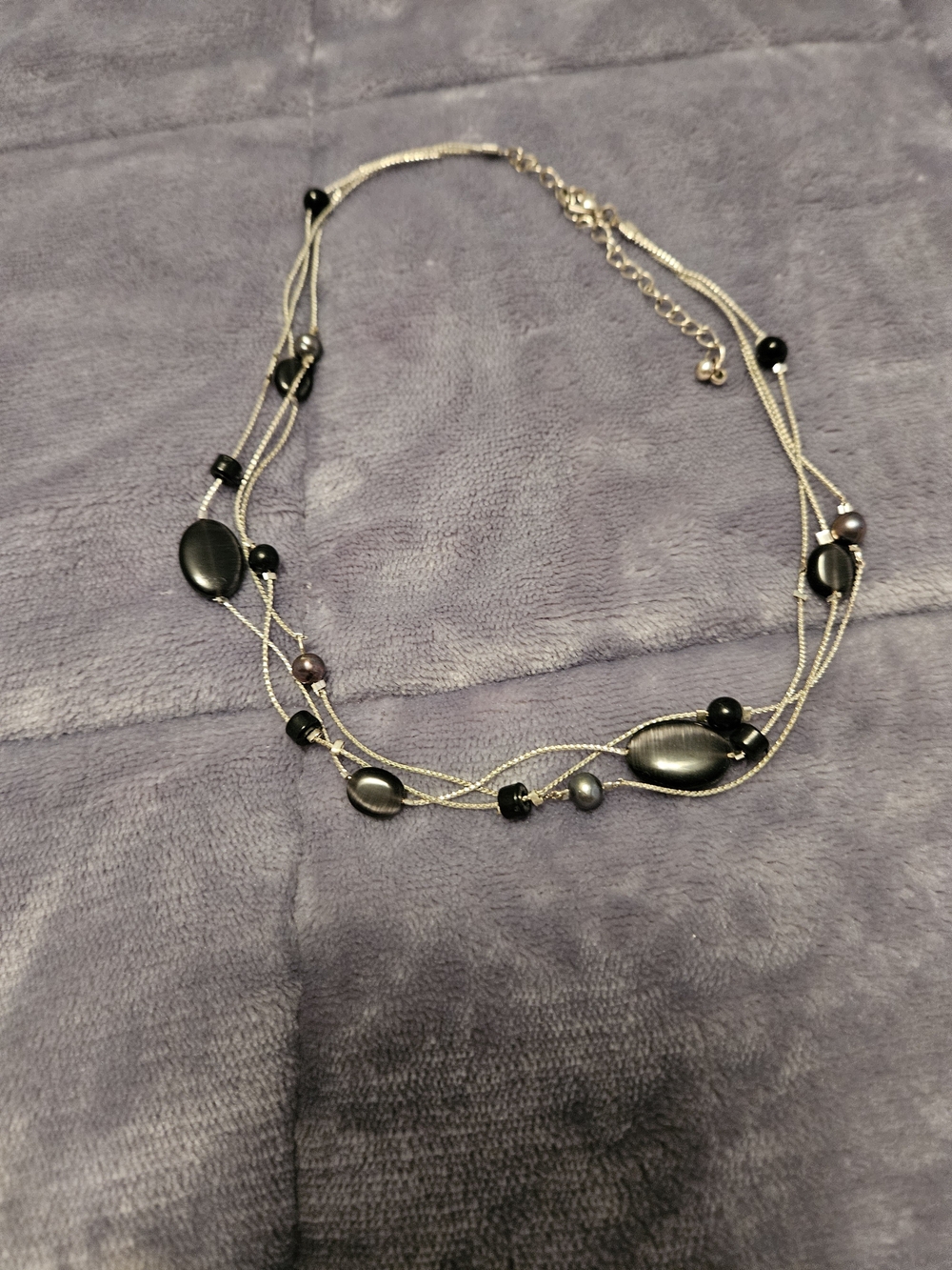 Elegant Multi-Strand Black Bead Necklace